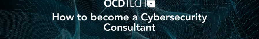 Cybersecurity consultant analyzing network data on multiple screens in a modern office environment.